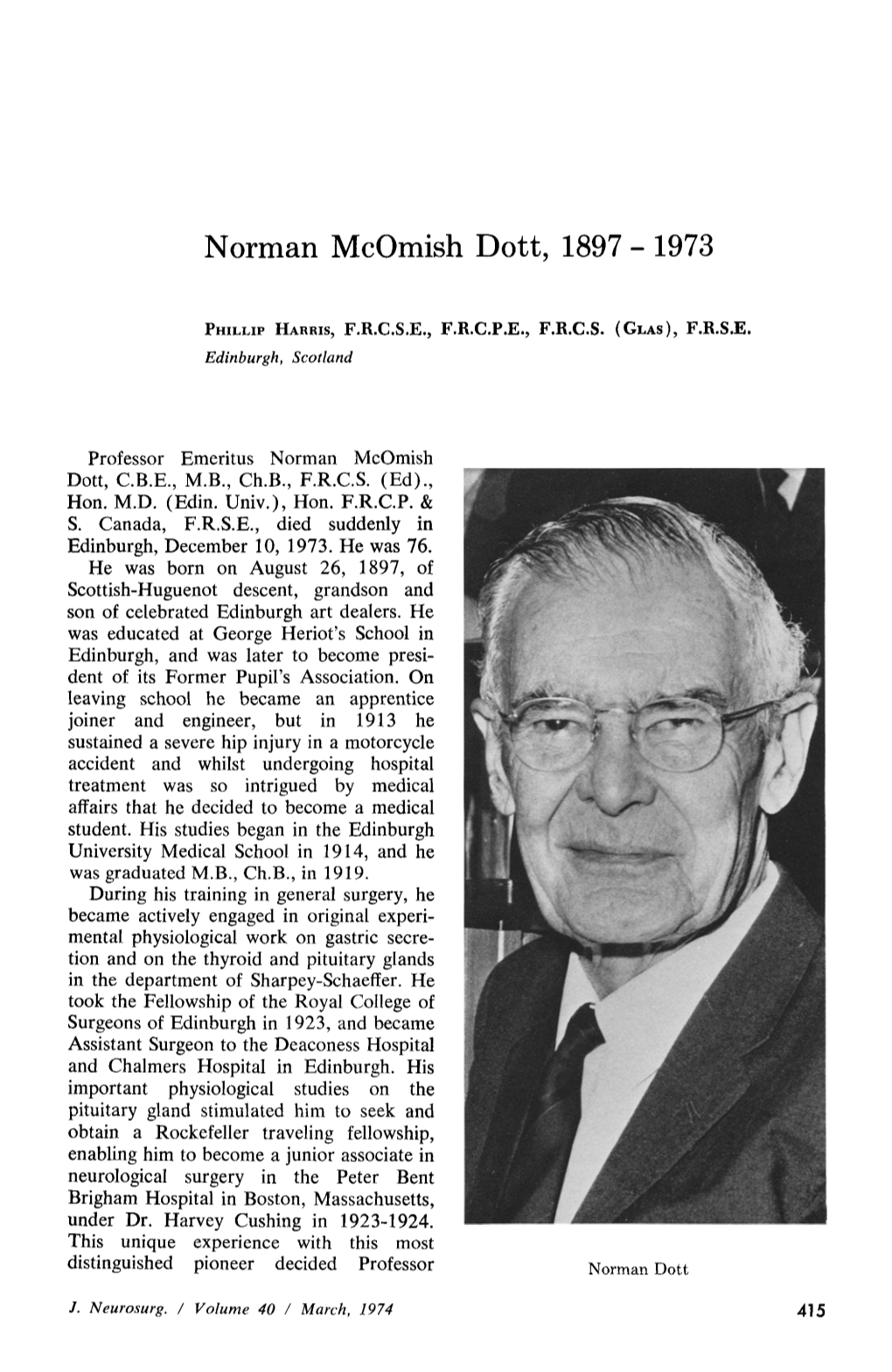 Norman Mcomish Dott, 1897- 1973