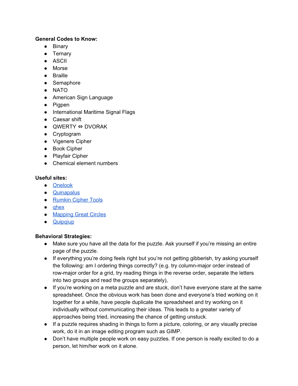 General Codes to Know: Binary Ternary ASCII Morse Braille