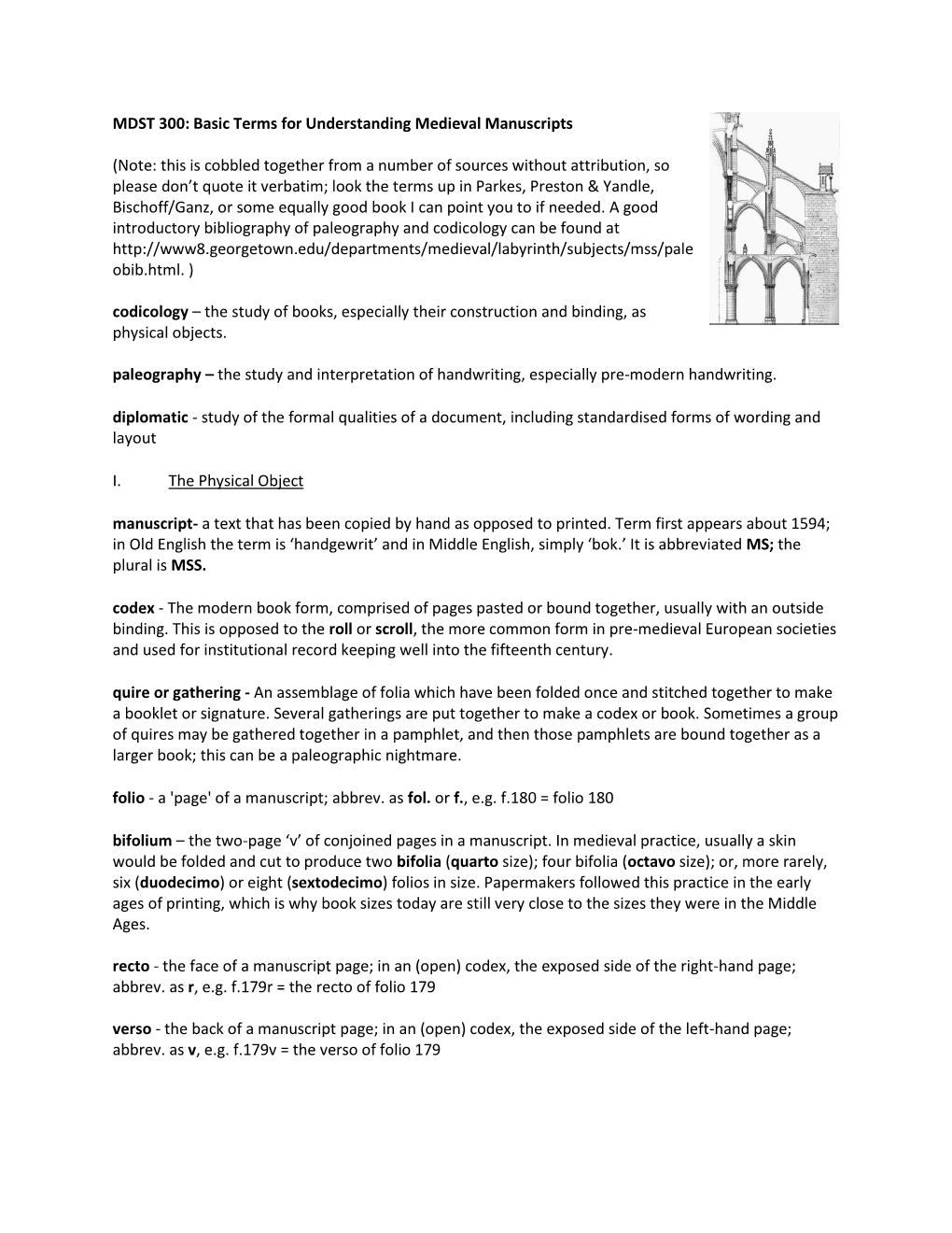 MDST 300: Basic Terms for Understanding Medieval Manuscripts