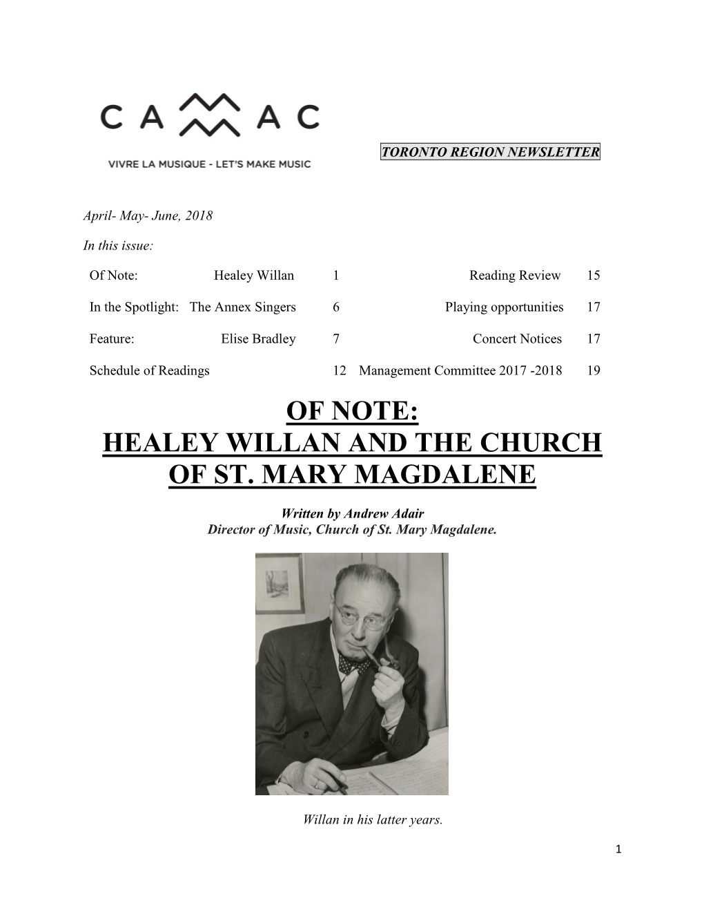 Healey Willan and the Church of St. Mary Magdalene