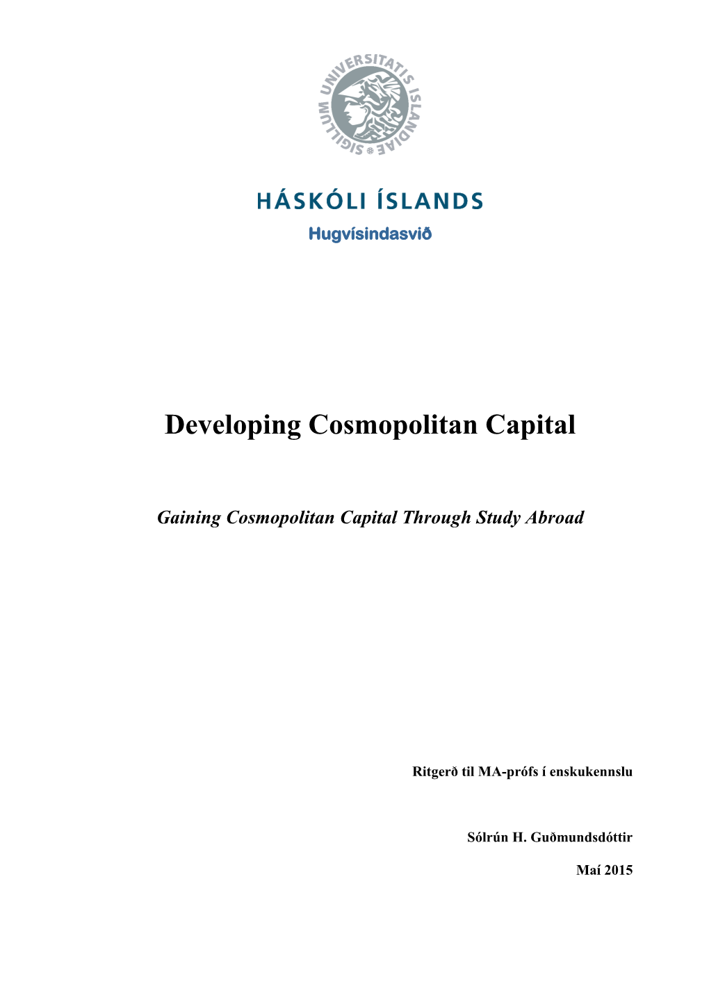 Developing Cosmopolitan Capital