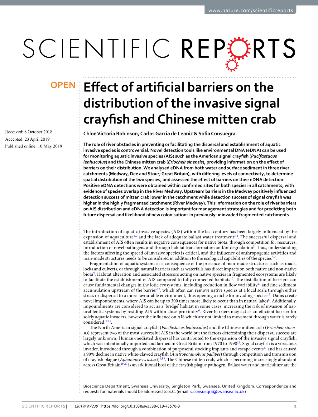 Effect of Artificial Barriers on the Distribution of the Invasive Signal