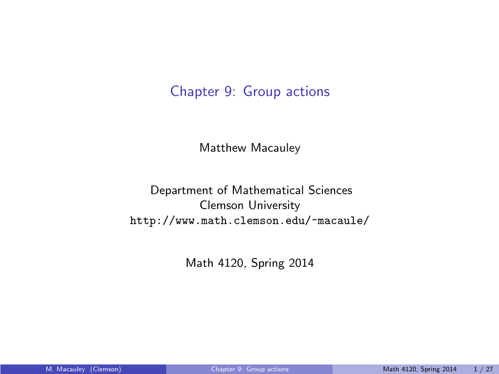 Chapter 9: Group Actions