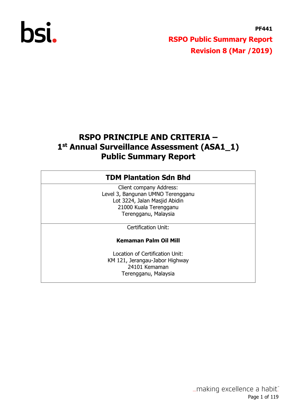 Public Summary Report Revision 8 (Mar /2019)