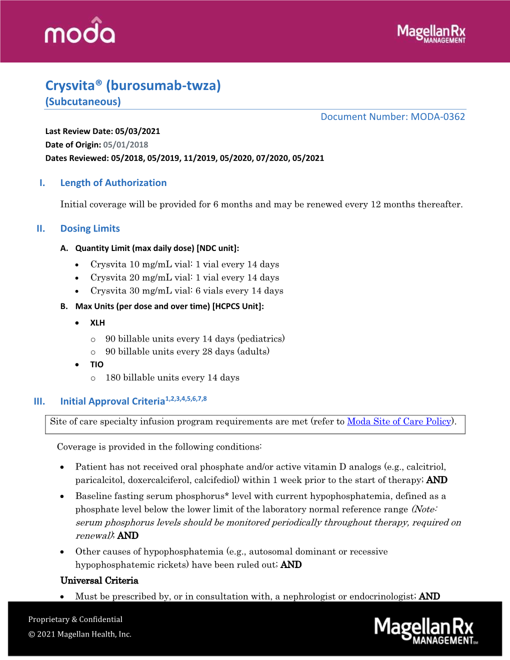 Crysvita® (Burosumab-Twza)