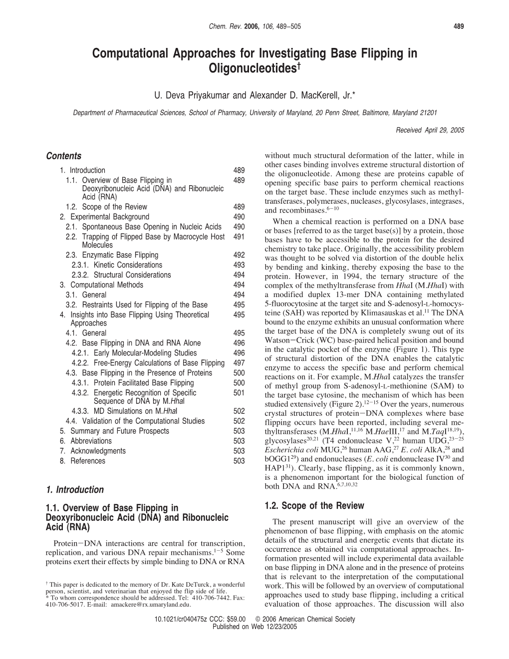 Computational Approaches for Investigating Base Flipping in Oligonucleotides†