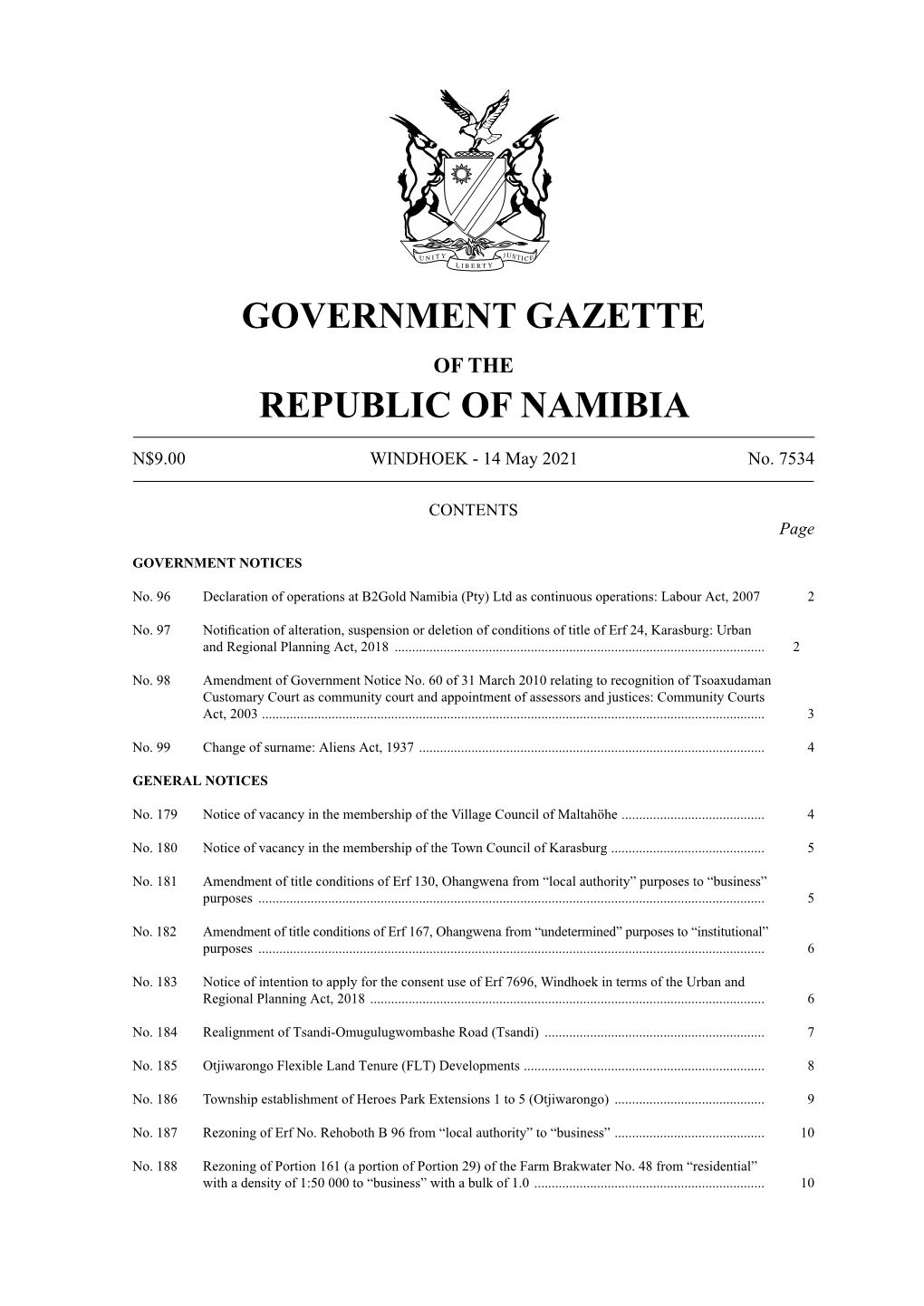 Government Gazette Republic Of