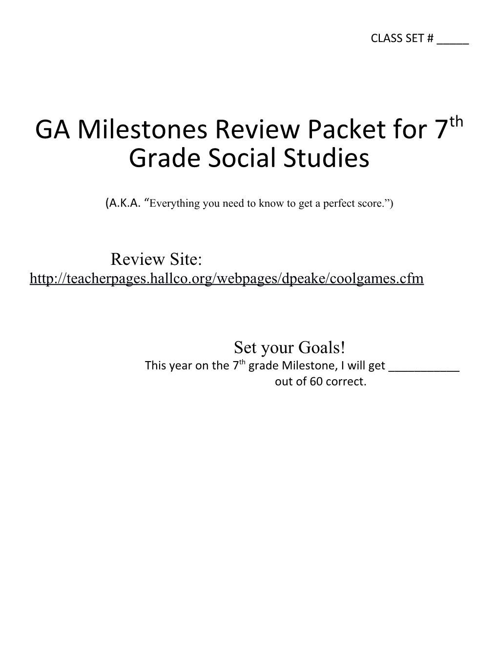 GA Milestones Review Packet for 7Th Grade Social Studies