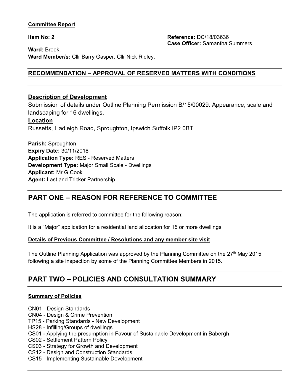 DC/18/03636 Russetts, Hadleigh Road, Sproughton PDF 390 KB