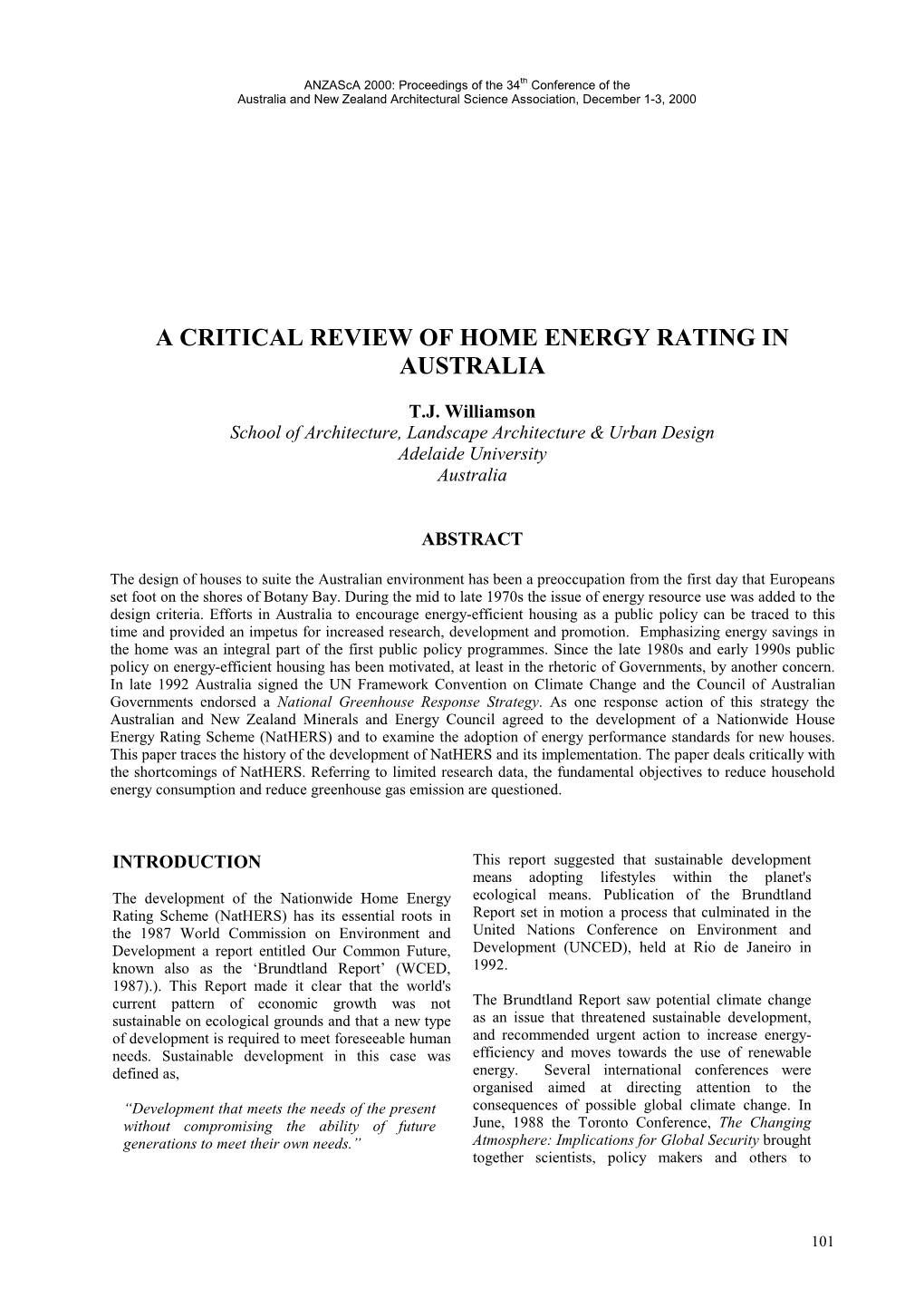 A Critical Review of Home Energy Rating in Australia