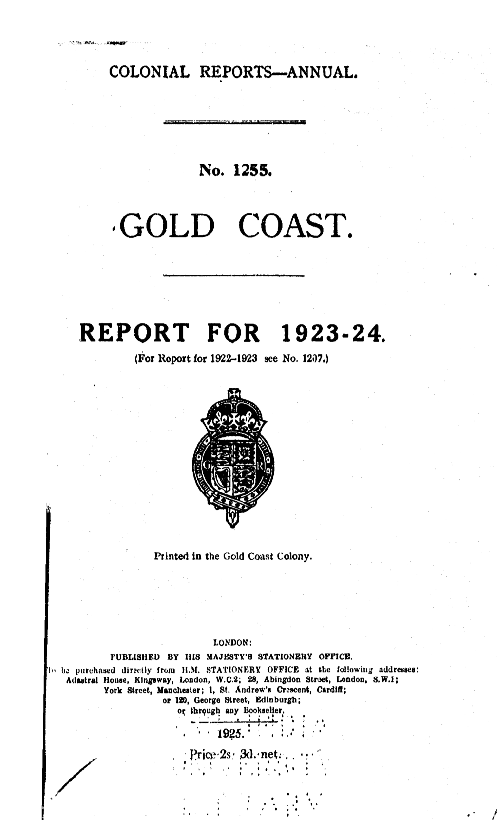 Annual Report of the Colonies, Gold Coast, 1923-24