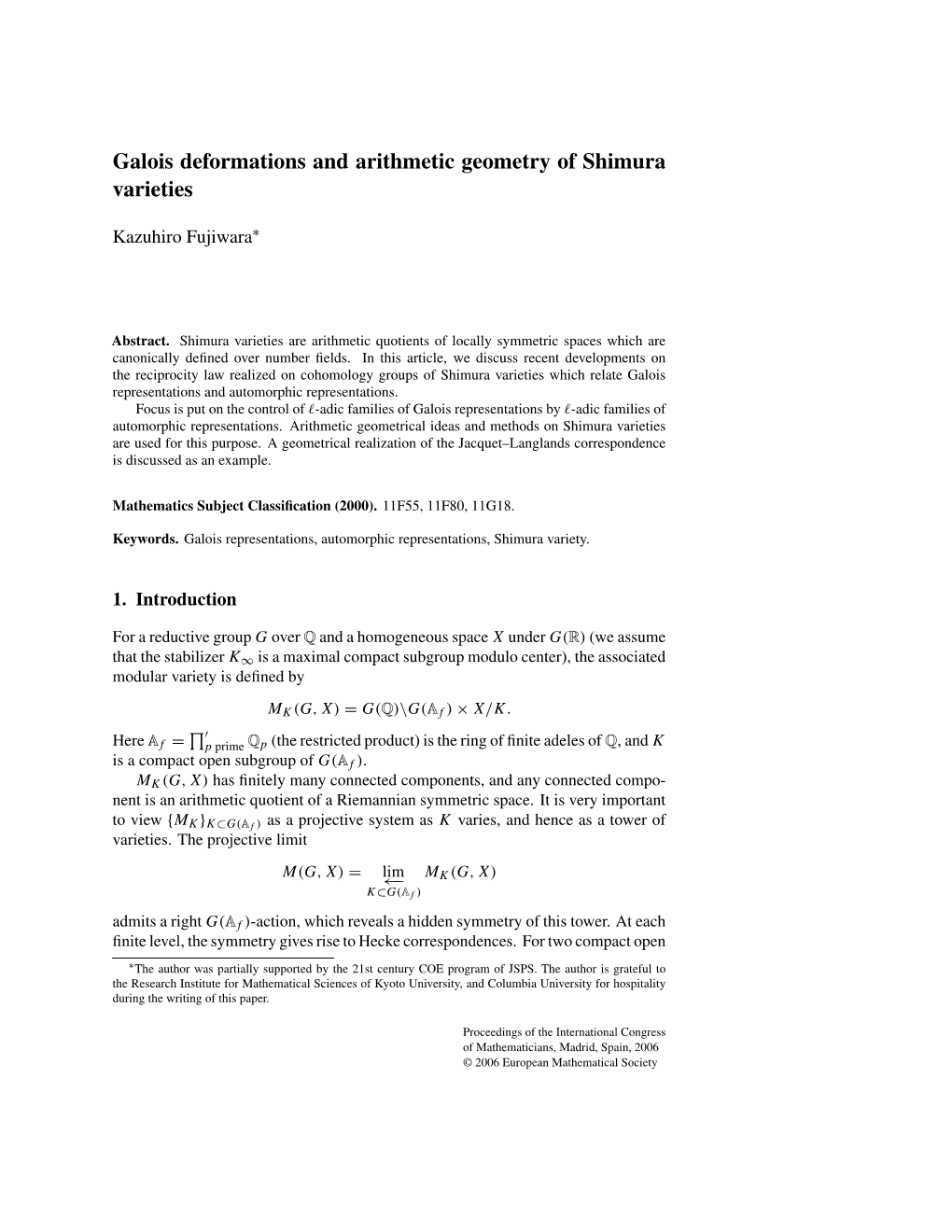 Galois Deformations and Arithmetic Geometry of Shimura Varieties