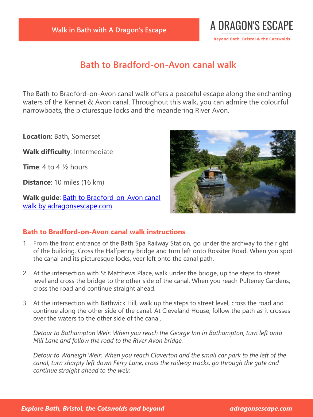 Bath to Bradford-On-Avon Canal Walk