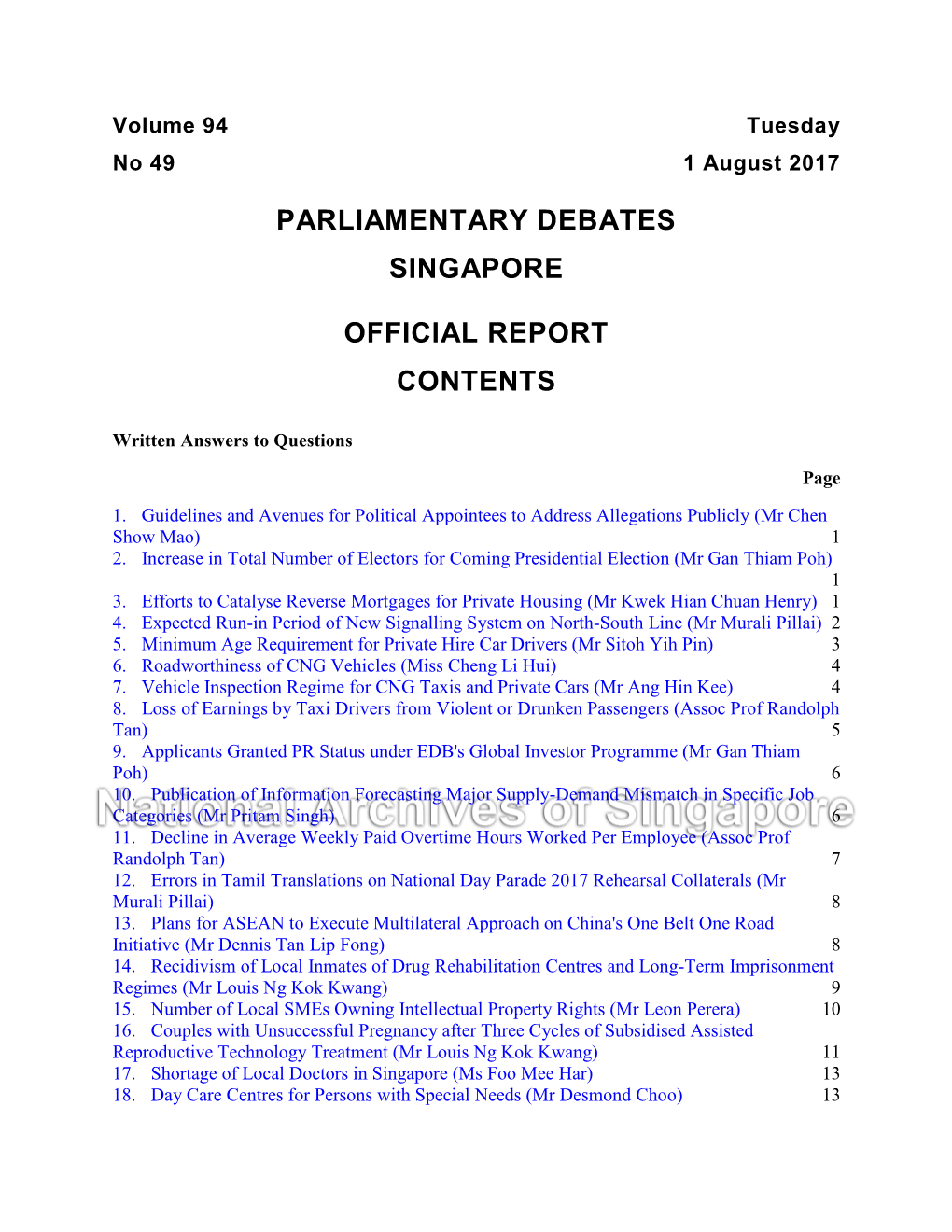 Parliamentary Debates Singapore Official Report