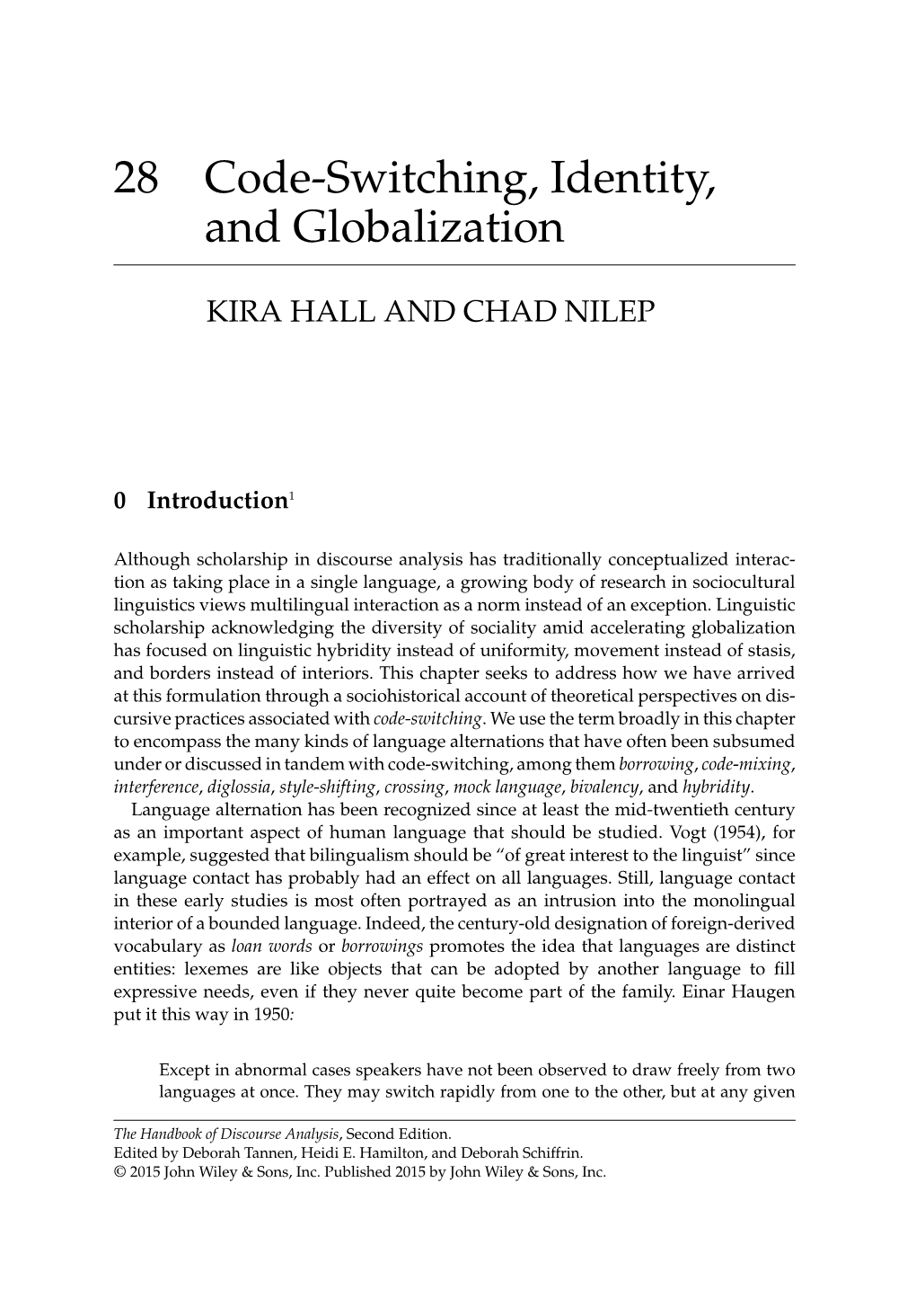 Code-Switching, Identity, and Globalization