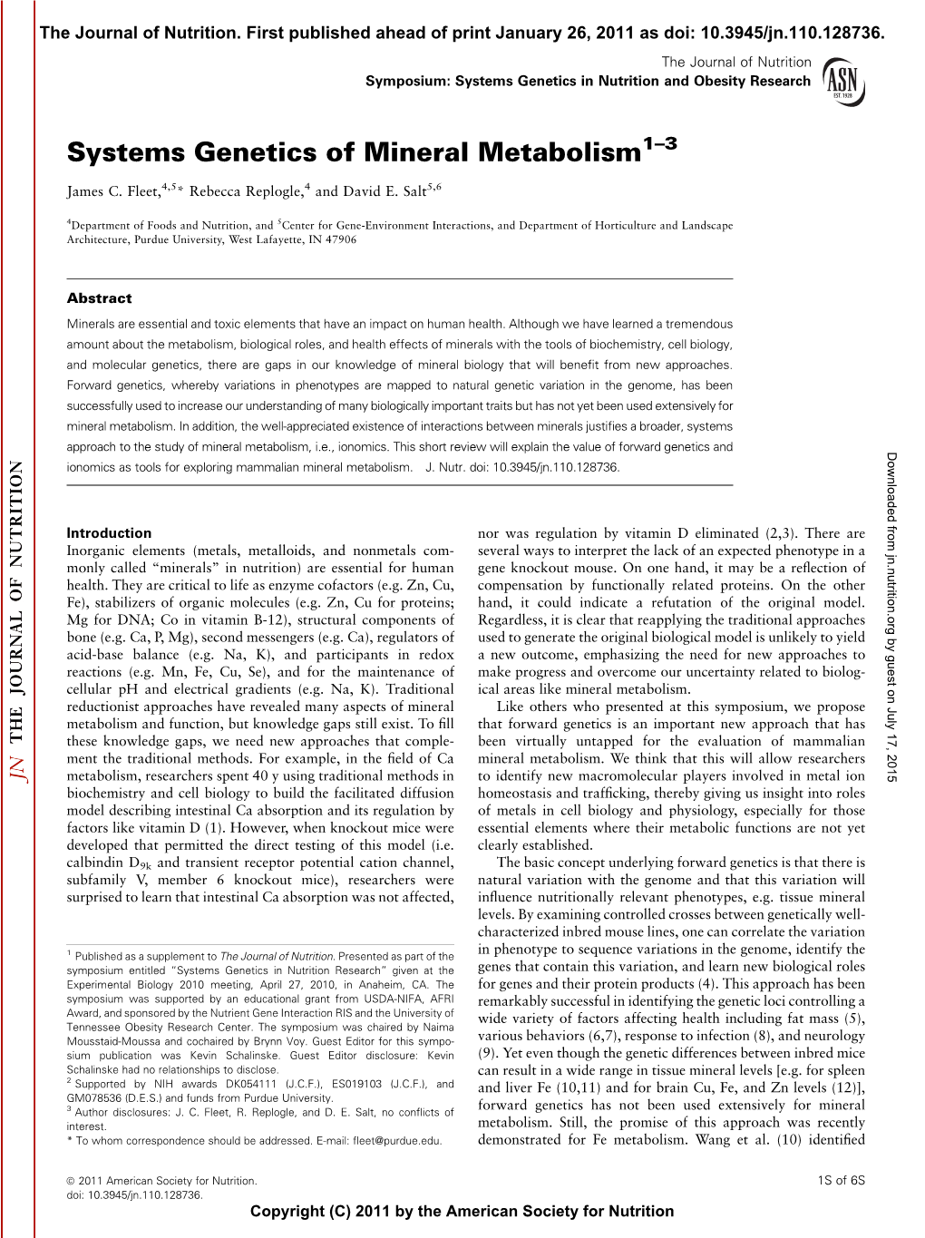 Systems Genetics of Mineral Metabolism1–3