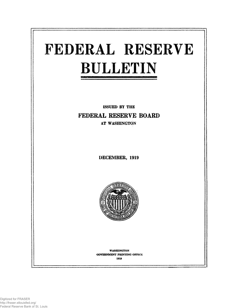 Federal Reserve Bulletin December 1919