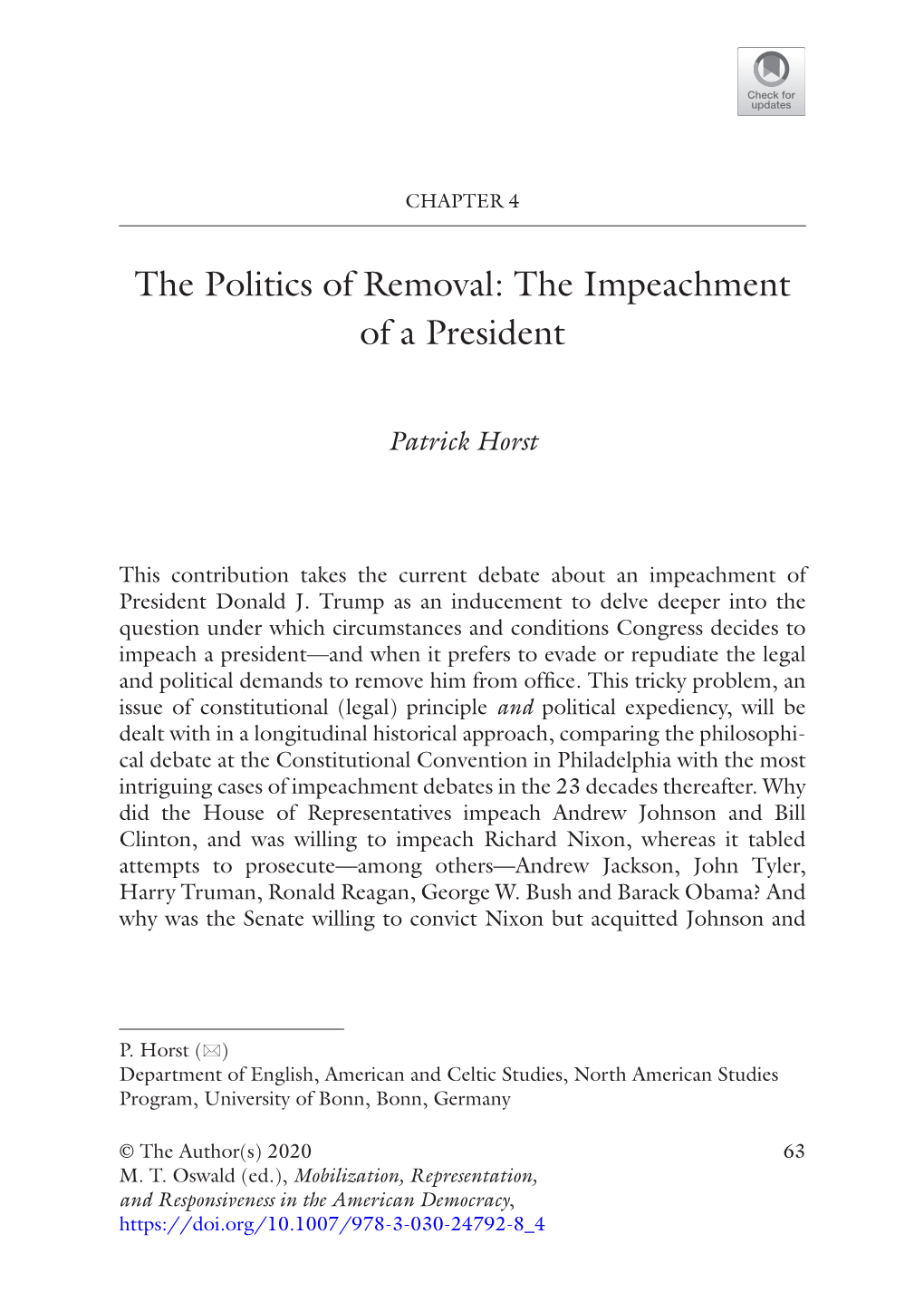 The Impeachment of a President