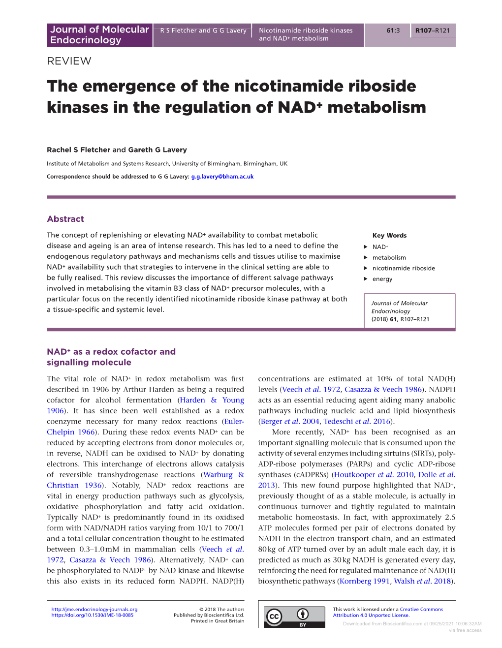 The Emergence of the Nicotinamide Riboside Kinases in the Regulation of NAD+ Metabolism