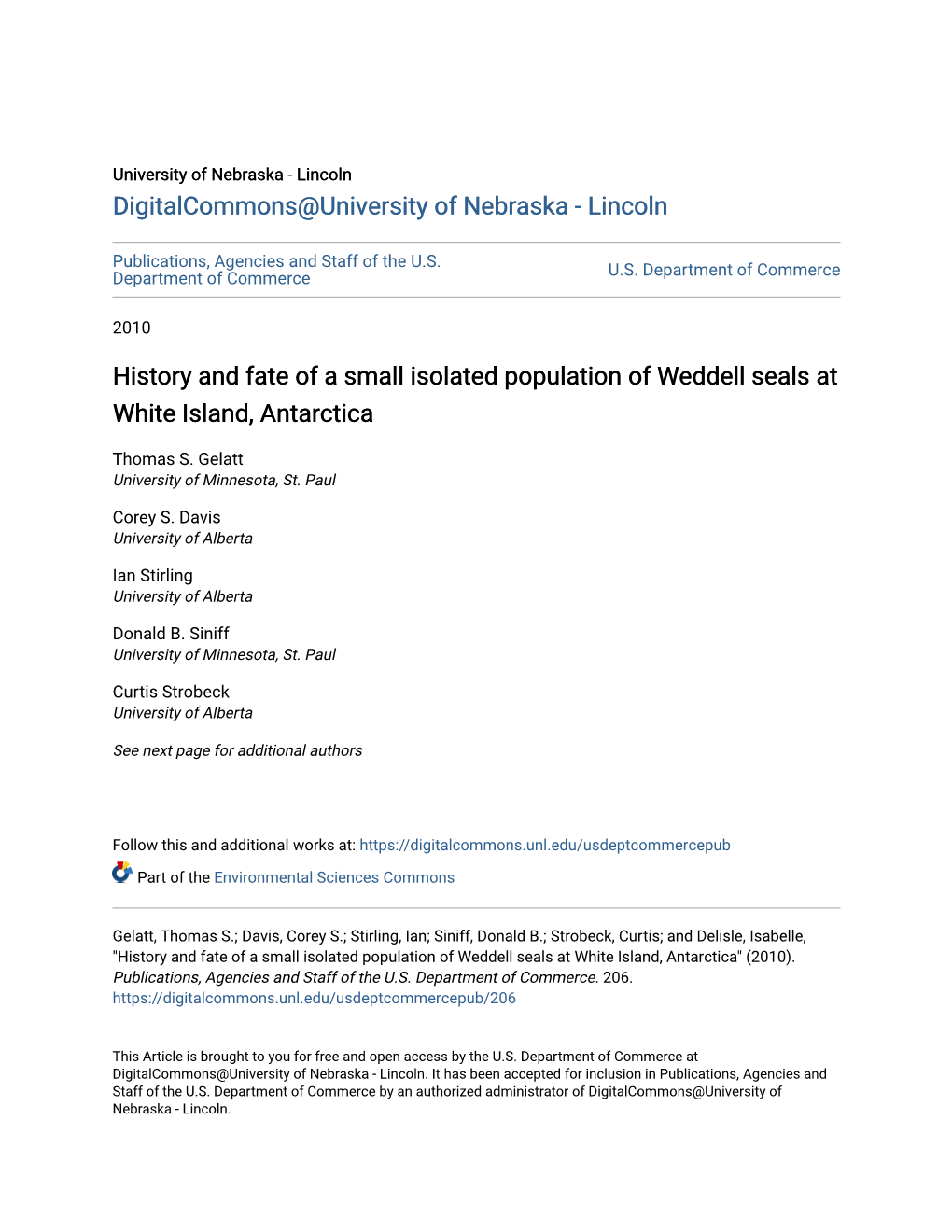 History and Fate of a Small Isolated Population of Weddell Seals at White Island, Antarctica