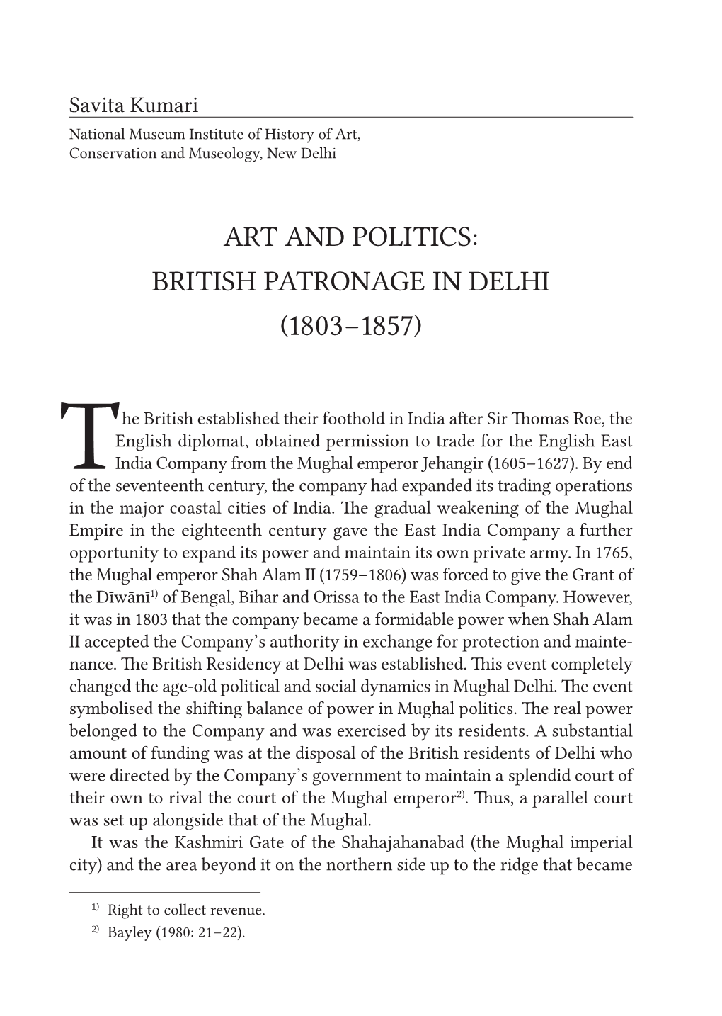 British Patronage in Delhi (1803 – 1857)