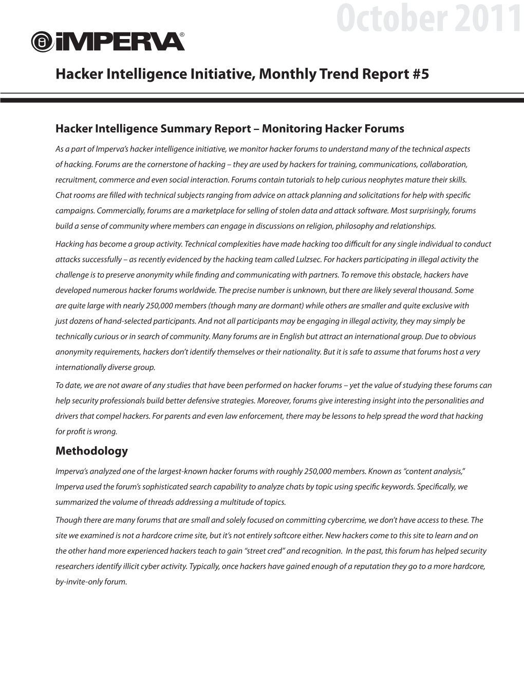 Hacker Intelligence Initiative, Monthly Trend Report #5