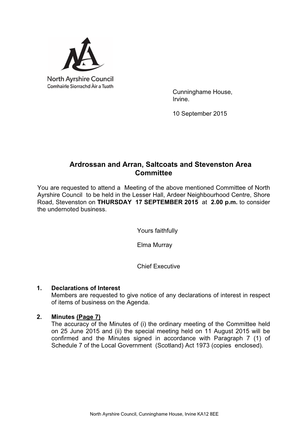 Ardrossan and Arran, Saltcoats and Stevenston Area Committee