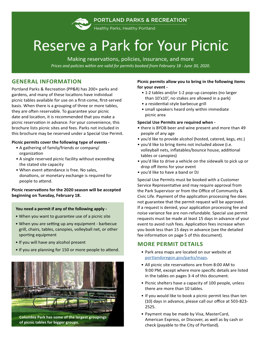 Reserve a Park for Your Picnic