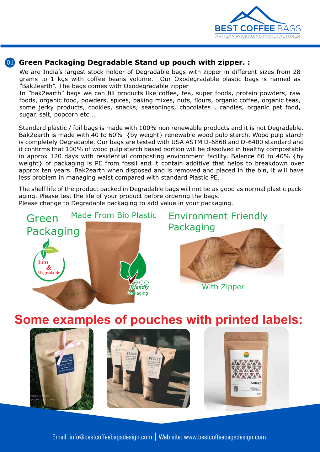 Some Examples of Pouches with Printed Labels