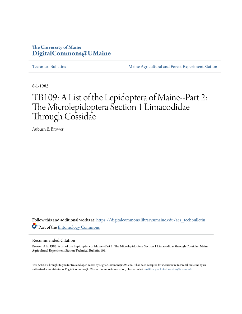 The Microlepidoptera Section 1 Limacodidae Through Cossidae