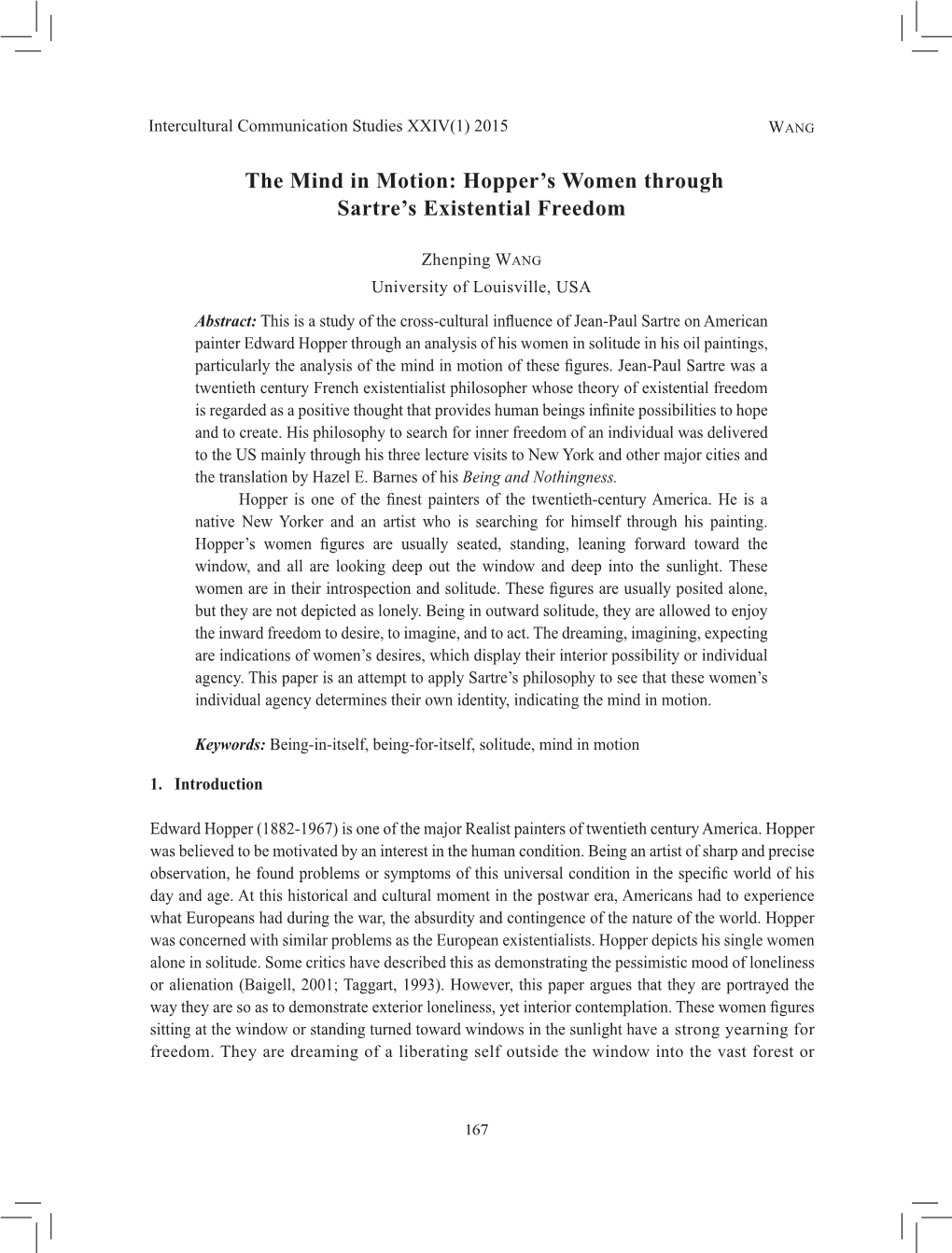 The Mind in Motion: Hopper's Women Through Sartre's Existential Freedom