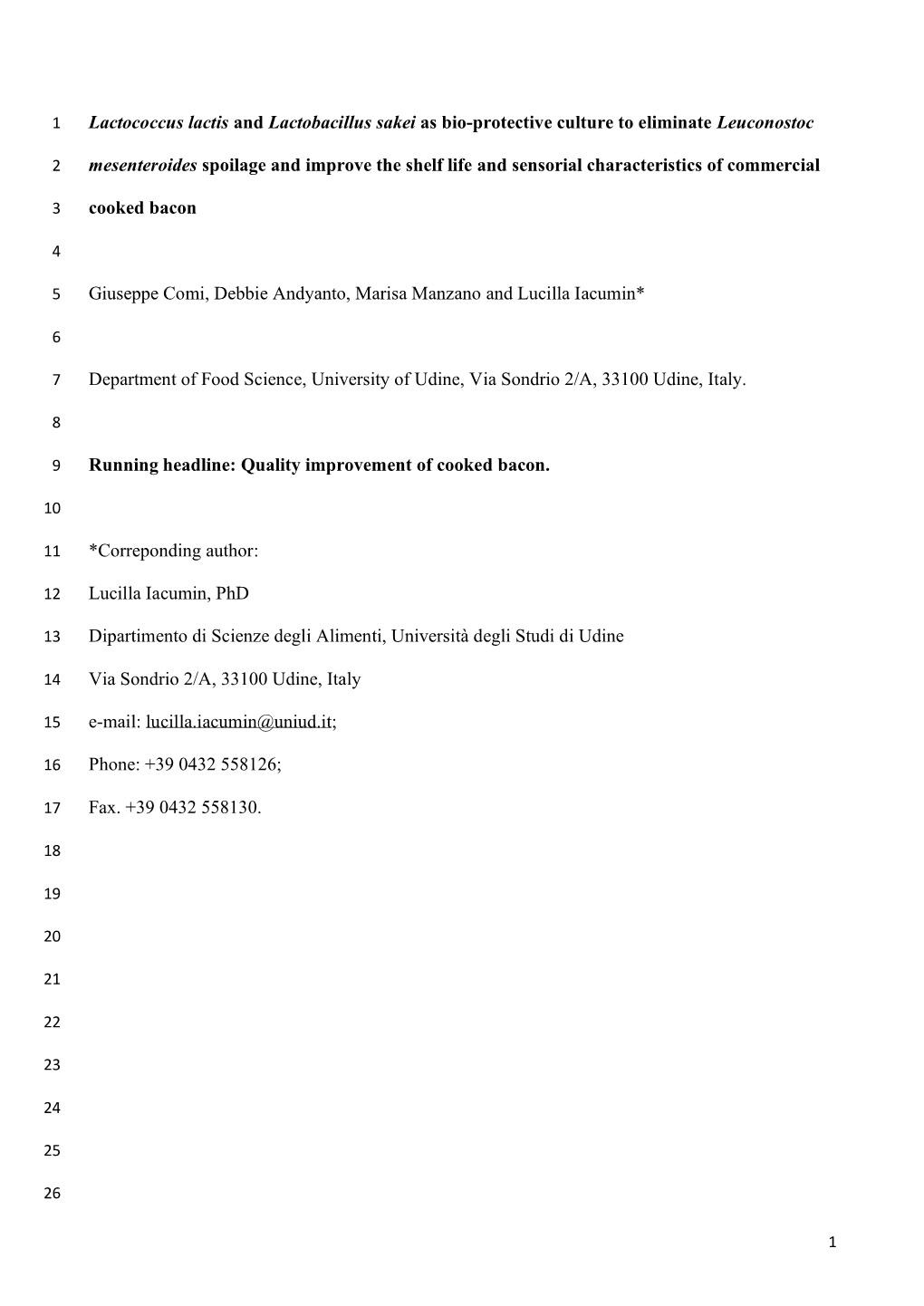 Lactococcus Lactis and Lactobacillus Sakei As Bio-Protective Culture to Eliminate Leuconostoc