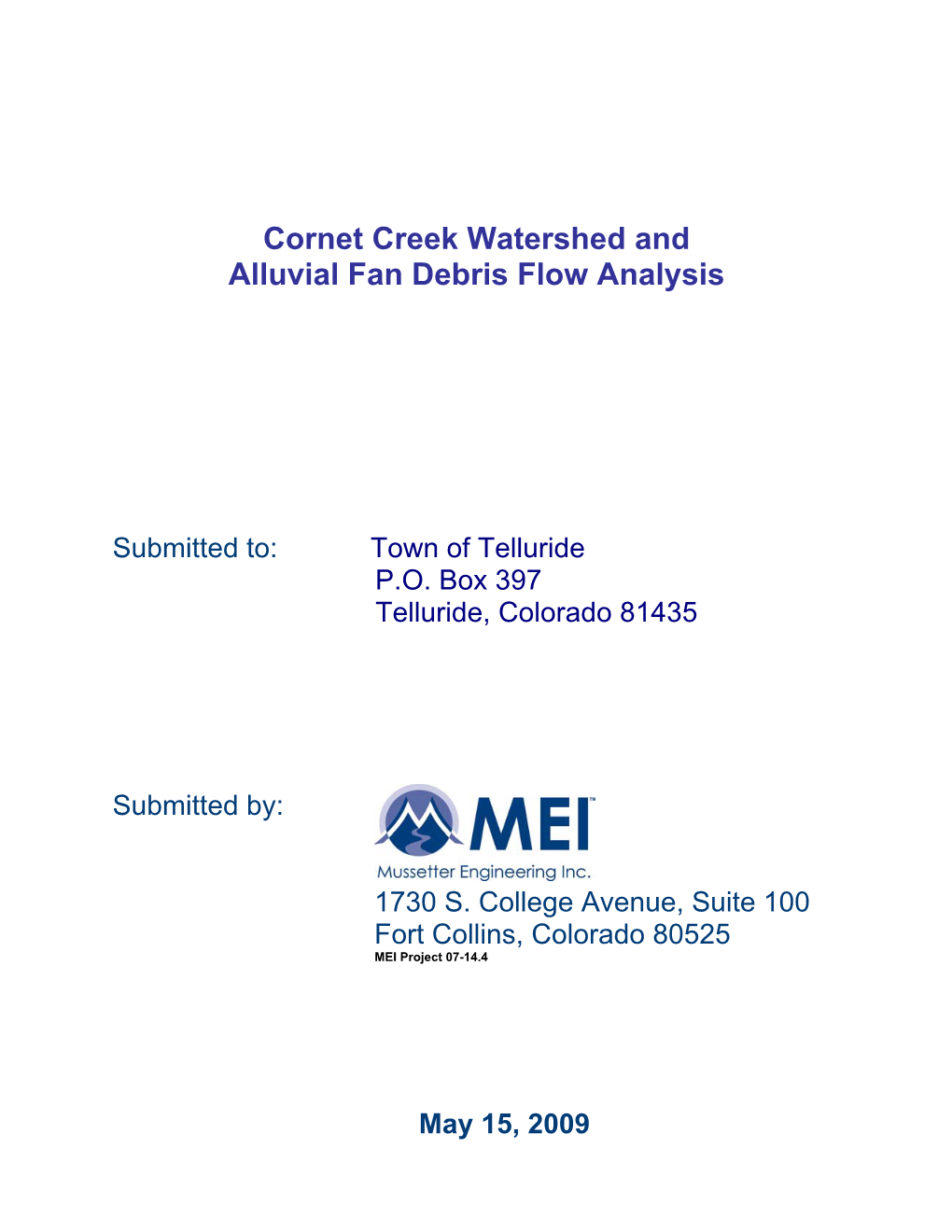 Cornet Creek Watershed and Alluvial Fan Debris Flow Analysis