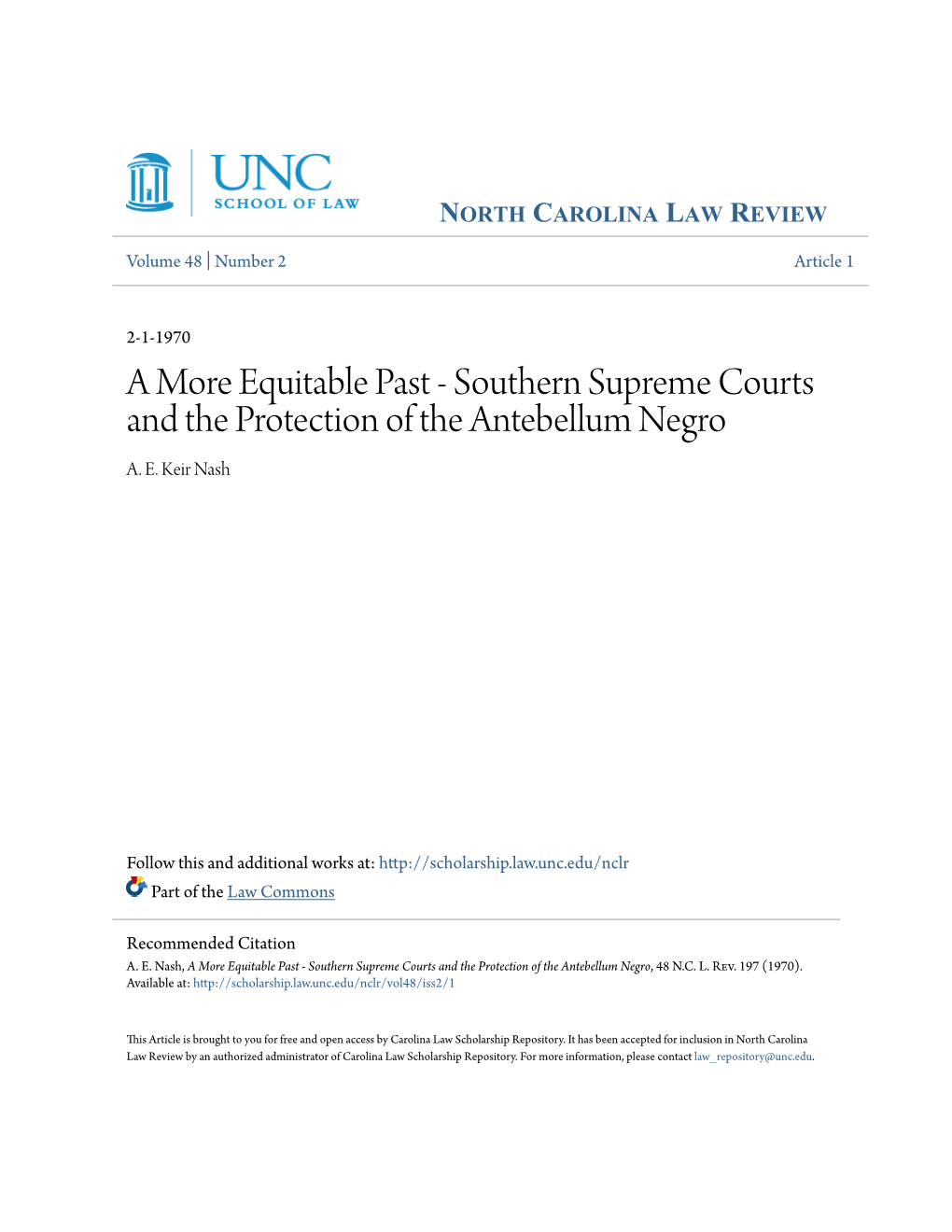 Southern Supreme Courts and the Protection of the Antebellum Negro A