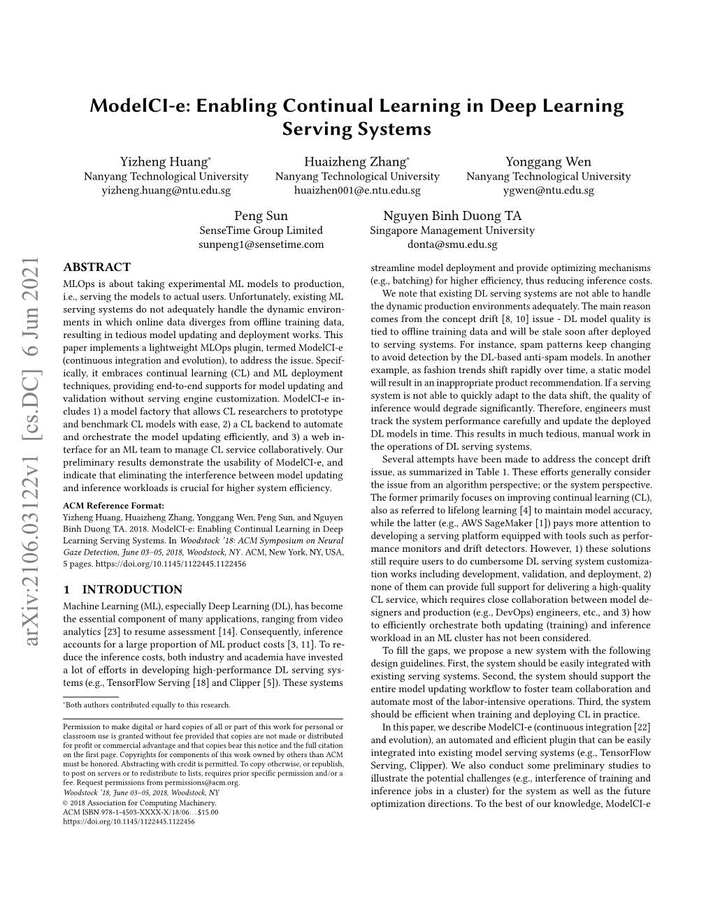 Enabling Continual Learning in Deep Learning Serving Systems