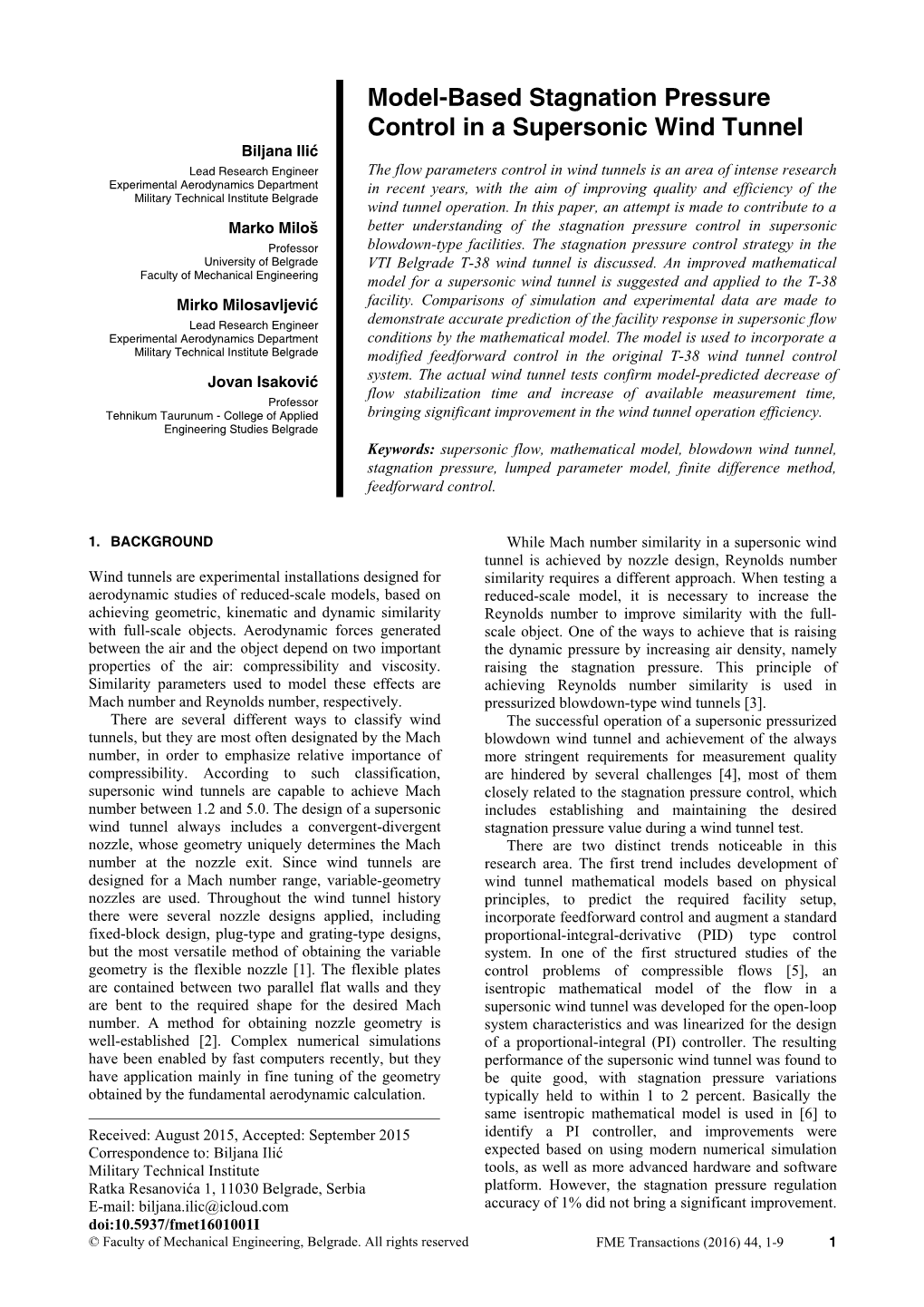 Model-Based Stagnation Pressure Control in a Supersonic Wind Tunnel