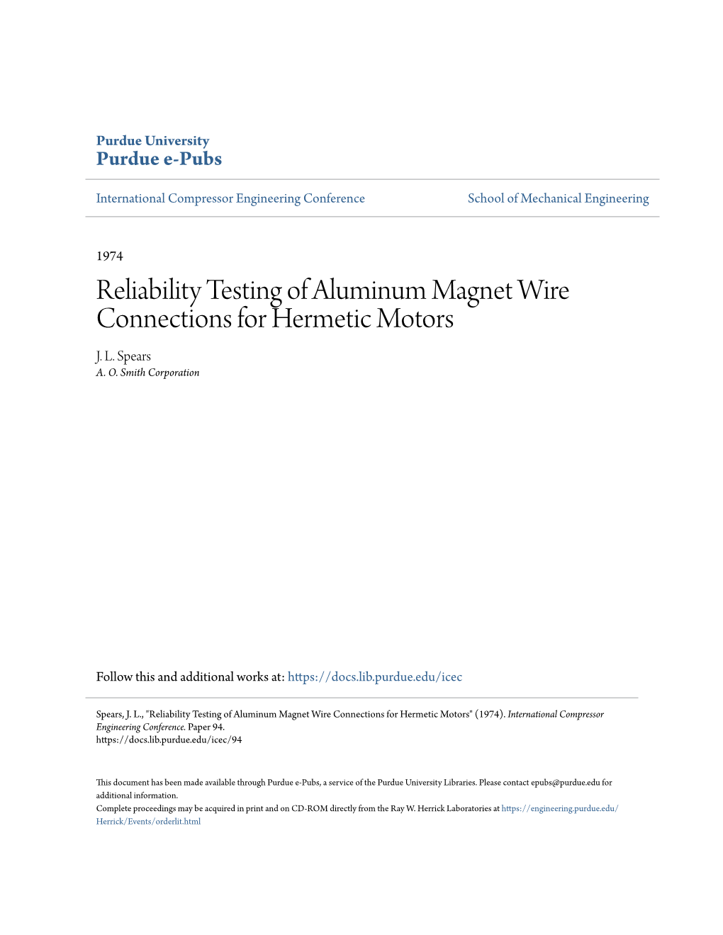 Reliability Testing of Aluminum Magnet Wire Connections for Hermetic Motors J