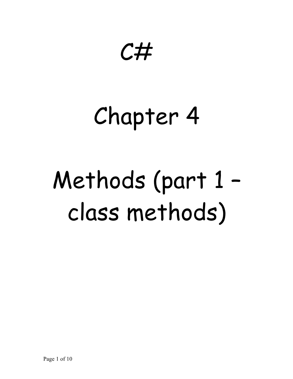 Methods (Part 1 Class Methods)