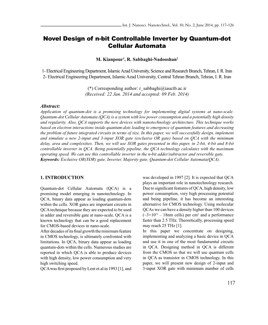 Novel Design of N-Bit Controllable Inverter by Quantum-Dot Cellular Automata