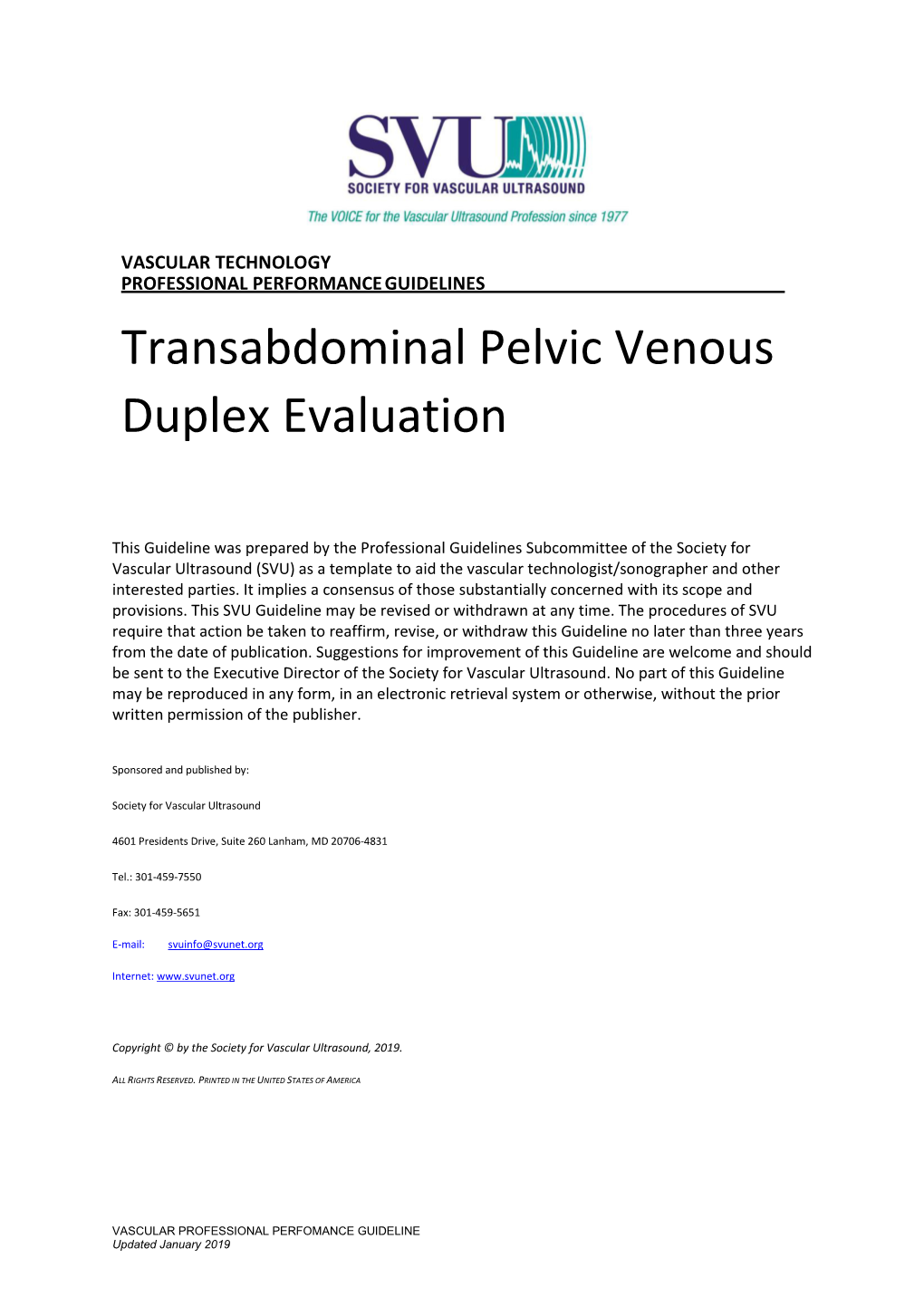 Transabdominal Pelvic Venous Duplex Evaluation