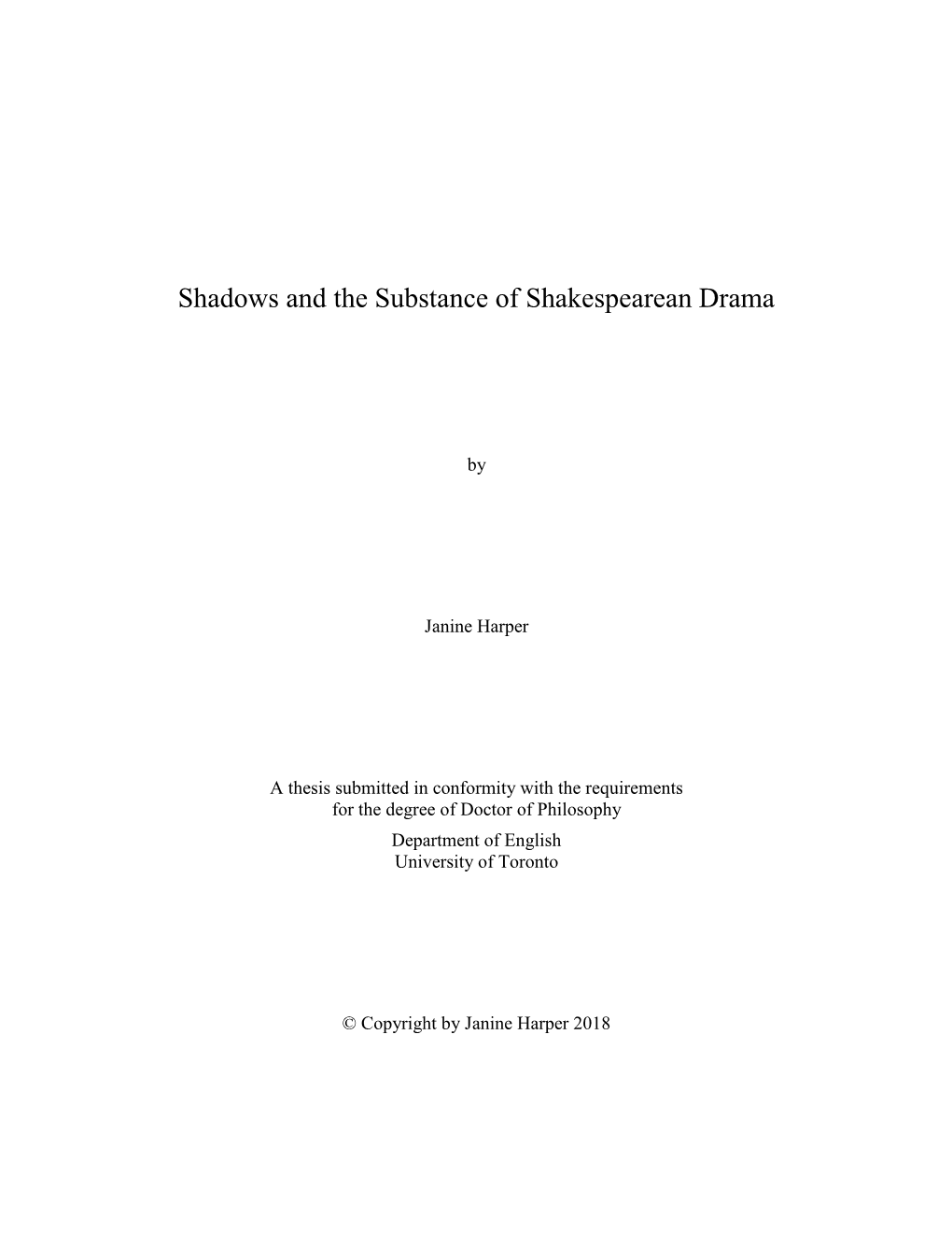 Shadows and the Substance of Shakespearean Drama