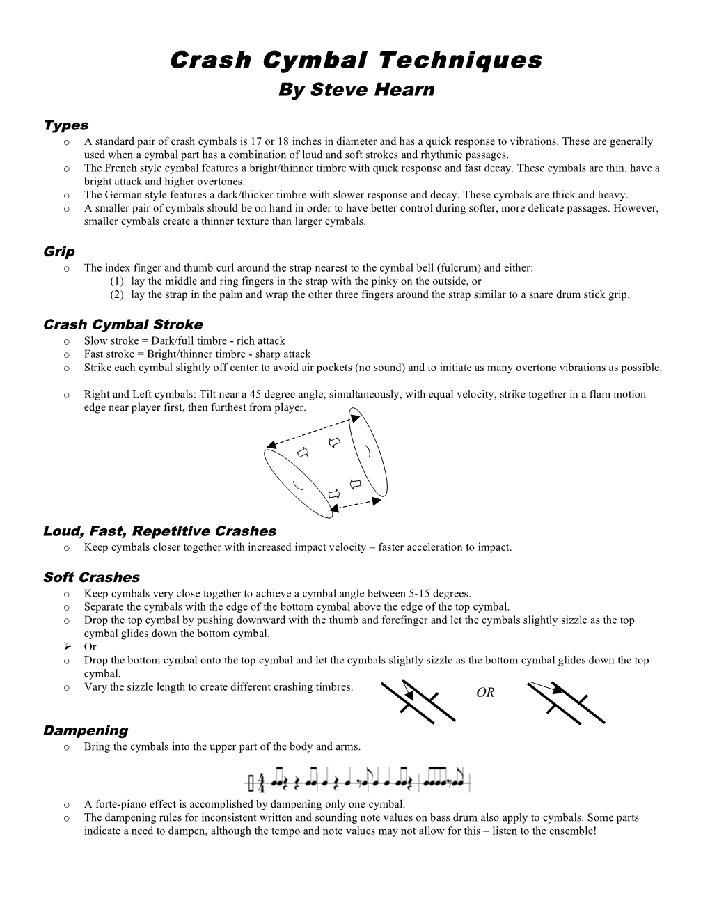 Crash Cymbal Techniques by Steve Hearn