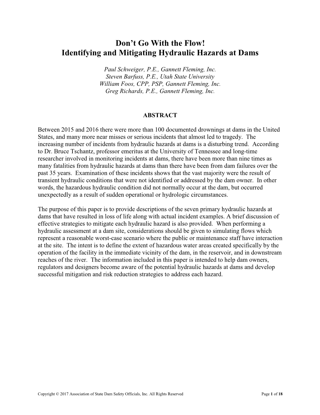 Don't Go with the Flow! Identifying and Mitigating Hydraulic Hazards At