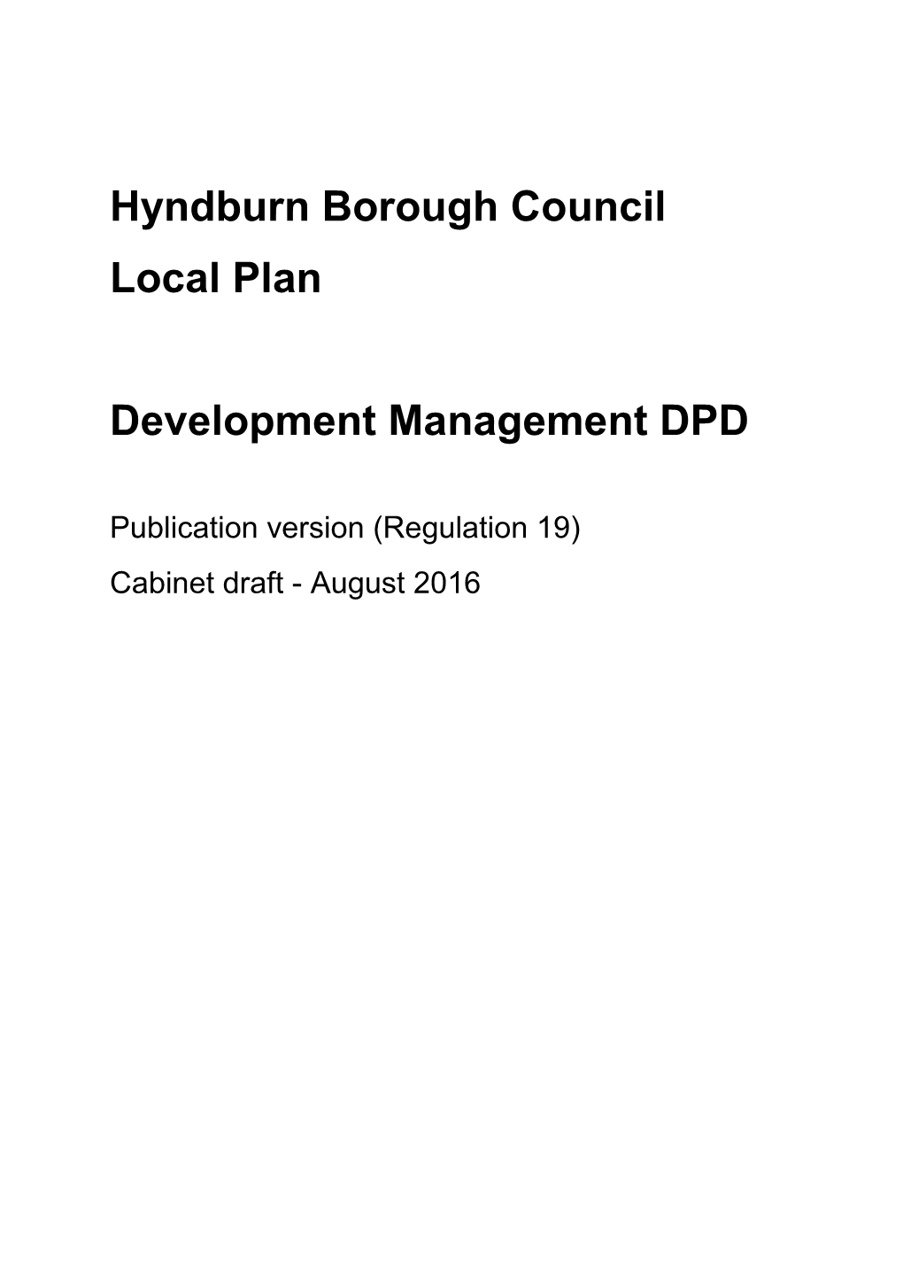 Hyndburn Borough Council Local Plan Development Management