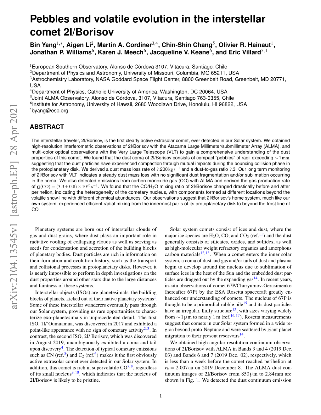 Compact Pebbles and the Evolution of Volatiles in the Interstellar Comet 2I