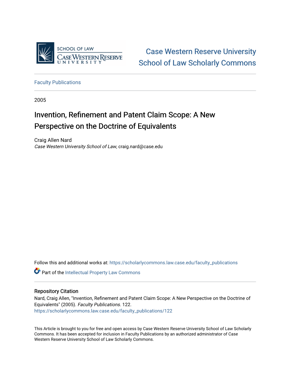 Invention, Refinement and Patent Claim Scope: a New Perspective on the Doctrine of Equivalents