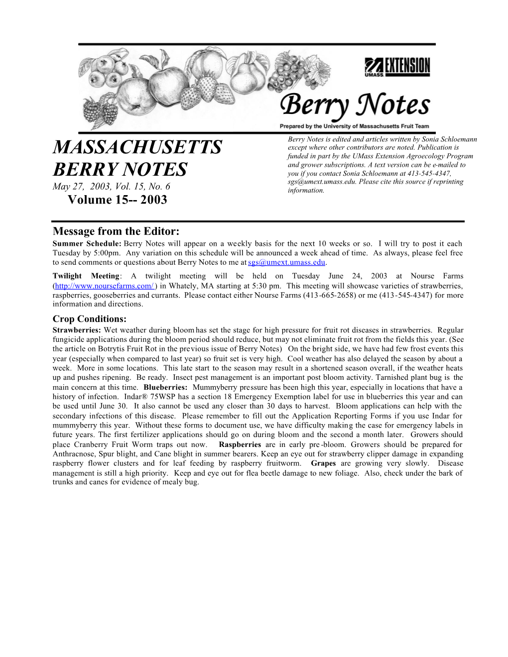 MASS. BERRY NOTES May 2003 II