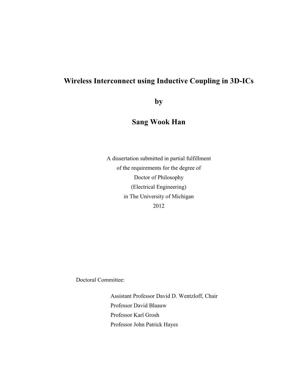 Wireless Interconnect Using Inductive Coupling in 3D-Ics by Sang Wook