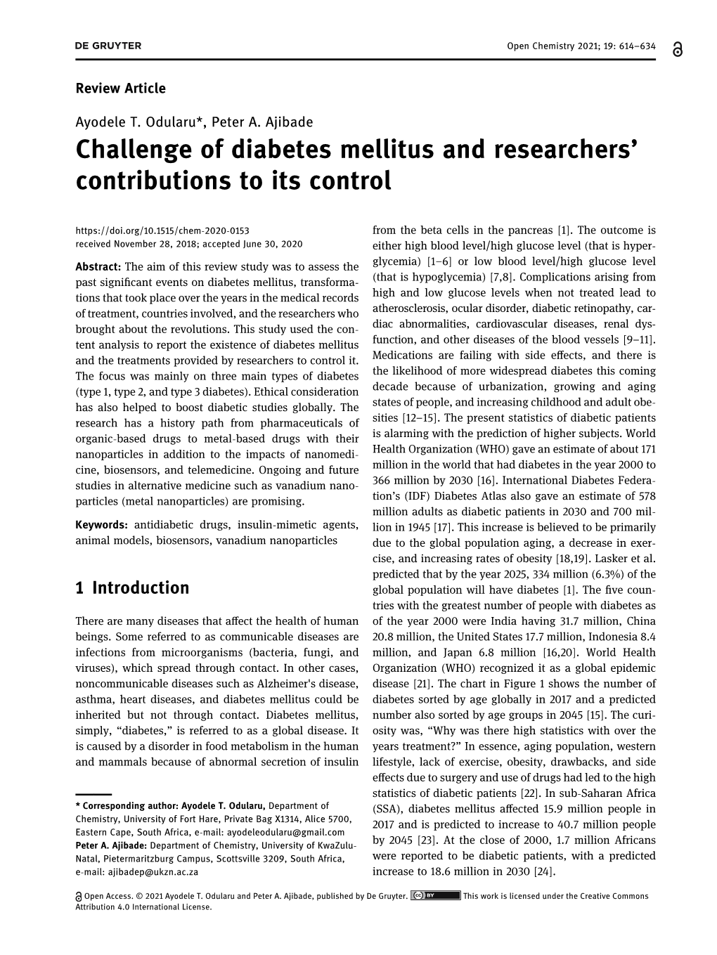 Challenge of Diabetes Mellitus and Researchers' Contributions to Its