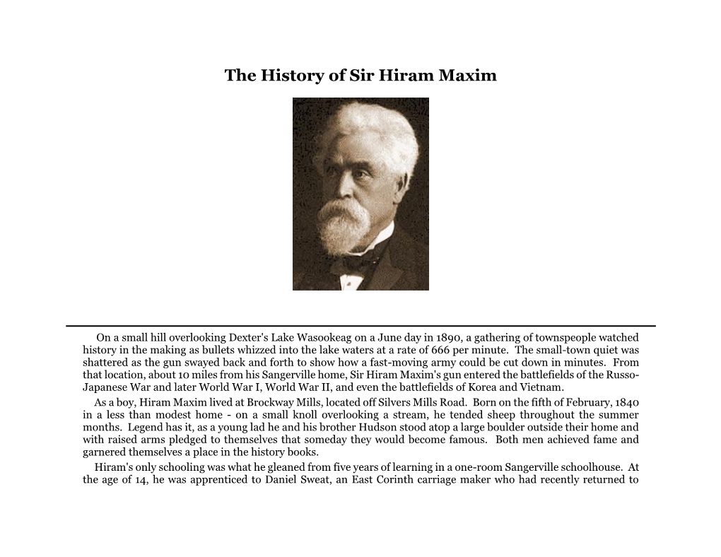The History of Sir Hiram Maxim